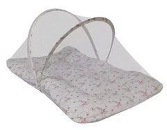Colchonete Portátil Com Mosquiteiro - Floral Rosa