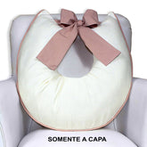 Capa De Almofada Amamentação Piquet Com Laço - Palha Com Nude