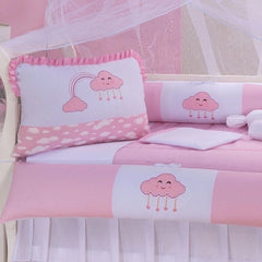 KIT BERÇO AMERICANO ACONCHEGO 100% ALGODÃO NUVEM ROSA