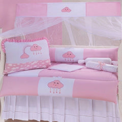 KIT BERÇO AMERICANO ACONCHEGO 100% ALGODÃO NUVEM ROSA