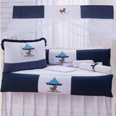 KIT BERÇO AMERICANO ACONCHEGO 100% ALGODÃO CARROSEL MARINHO