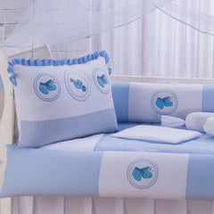 KIT BERÇO AMERICANO ACONCHEGO 100% ALGODÃO DOÇURA AZUL