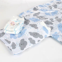 Trocador portátil plastificado - arco íris azul