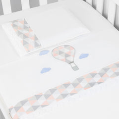 JG. DE LENÇOL AMERIC. 03 PÇS - BALÃO ROSA