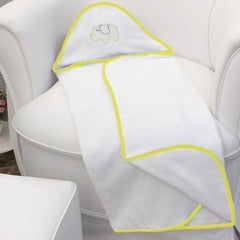 TOALHA COM CAPUZ BORDADA - ELEFANTE CHEVRON AMARELO