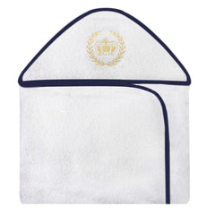 TOALHA COM CAPUZ BORDADA - REALEZA MARINHO COM CAQUI