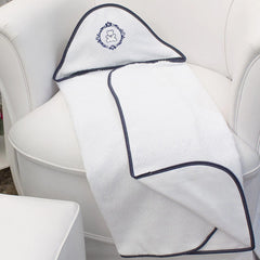 TOALHA COM CAPUZ BORDADA - URSO ARABESCO BRANCO