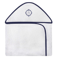 TOALHA COM CAPUZ BORDADA - URSO ARABESCO BRANCO