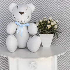 URSINHO COM LAÇO - BRANCO COM AZUL