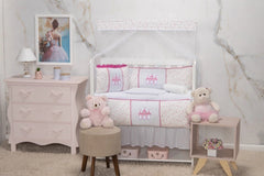 Kit mini berço padrão 08 peças - castelo pink