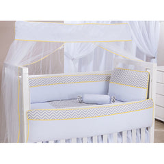 KIT DE BERÇO GLAMOUR 09 PEÇAS - NERVURA CHEVRON AMARELO