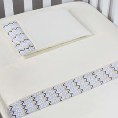 JG. DE LENÇOL AMERIC. 03 PÇ- CHEVRON AZUL COLORIDO