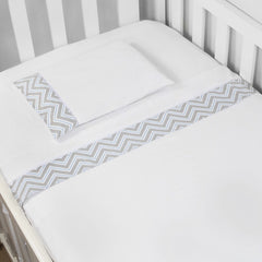 JG. DE LENÇOL AMERIC. 03 PÇ - CHEVRON AZUL