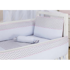 KIT DE BERÇO GLAMOUR 09 PEÇAS - NERVURA CHEVRON ROSA