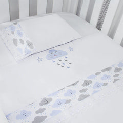 JG. DE LENÇOL AMERIC. 03 PÇS - CHUVA DE BENÇÃO AZUL