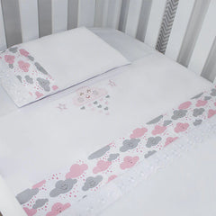 JG. DE LENÇOL AMERIC. 03 PÇS - CHUVA DE BENÇÃO ROSA