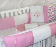 KIT KIDS COM MOSQUITEIRO COMUM 07 PEÇAS - CHUVA DE BENÇÃO ROSA