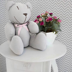 URSINHO COM LAÇO - CINZA E ROSA