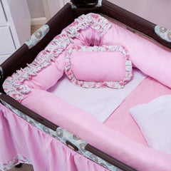 KIT DESMONTÁVEL PADRÃO BERÇO PORTÁTIL 09 PEÇAS - LINDA ROSA