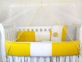 KIT KIDS COM MOSQUITEIRO COMUM 07 PEÇAS - ELEFANTE CHEVRON AMARELO