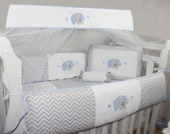 KIT DE BERÇO GLAMOUR 10 PÇS - ELEFANTE CHEVRON AZUL