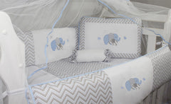 KIT DE BERÇO GLAMOUR 10 PÇS - ELEFANTE CHEVRON AZUL