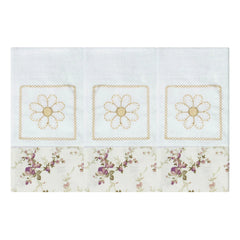 BABETE BORDADA 03 PÇS - FLORAL FERRUGEM