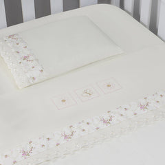 JG. DE LENÇOL AMERIC. 03 PÇS - FLORAL ROSA