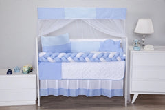 KIT BERÇO AMERICANO 11 PEÇAS CLASSIC MICROFIBRA - ZIG ZAG AZUL BEBÊ