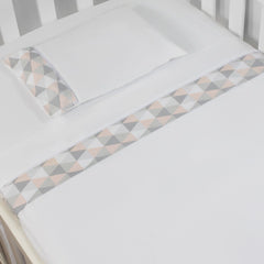 JOGO DE LENÇOL MINI BERÇO 03 PÇS - LOSANGO ROSA