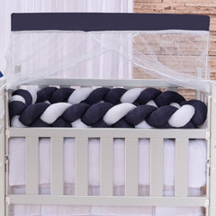 Kit mini berço happy 07 peças - marinho e branco