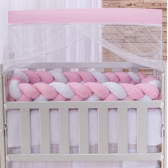 Kit mini berço happy 07 peças - rosa e branco