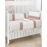 KIT DE BERÇO GLAMOUR 09 PEÇAS - NERVURA FLORAL FERRUGEM