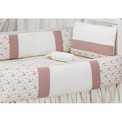 KIT DE BERÇO GLAMOUR 09 PEÇAS - NERVURA FLORAL FERRUGEM