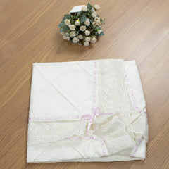 MANTA DE PIQUET C/ LASIE 100% ALGODÃO - NERVURA FLORAL ROSA