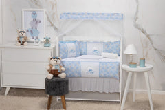 Kit mini berço padrão 08 peças - nuvem azul