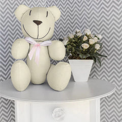 URSINHO COM LAÇO - PIQUET PALHA COM ROSA