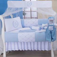 KIT DE BERÇO GLAMOUR 09 PEÇAS - REALEZA AZUL