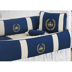 KIT DE BERÇO GLAMOUR 09 PEÇAS - REALEZA MARINHO COM CAQUI