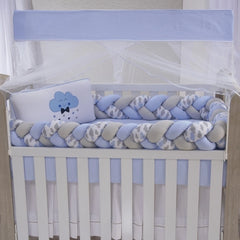 KIT BERÇO SLIM 08 PEÇAS 100% ALGODÃO - NUVEM AZUL