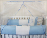 KIT KIDS COM MOSQUITEIRO COMUM 07 PEÇAS - URSINHO CHEVRON AZUL