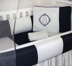 KIT KIDS COM MOSQUITEIRO COMUM 07 PEÇAS - URSO ARABESCO MARINHO