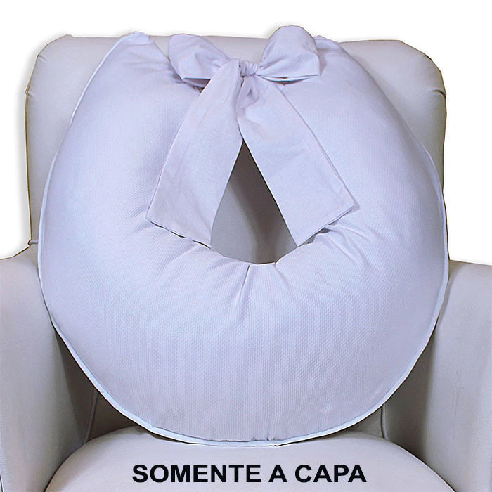 Capa De Almofada Amamentação Piquet Com Laço - Branca