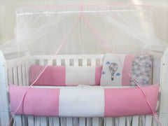 KIT KIDS COM MOSQUITEIRO COMUM 07 PEÇAS - BALÃO ROSA
