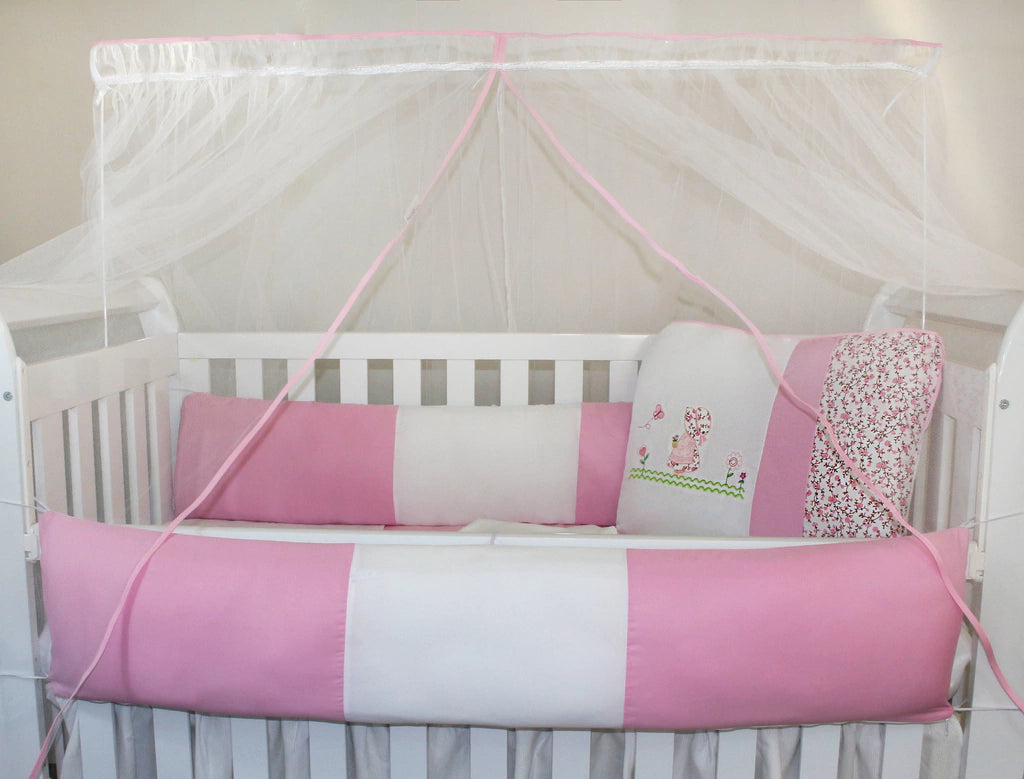 KIT KIDS COM MOSQUITEIRO COMUM 07 PEÇAS - CAMPONESA ROSA