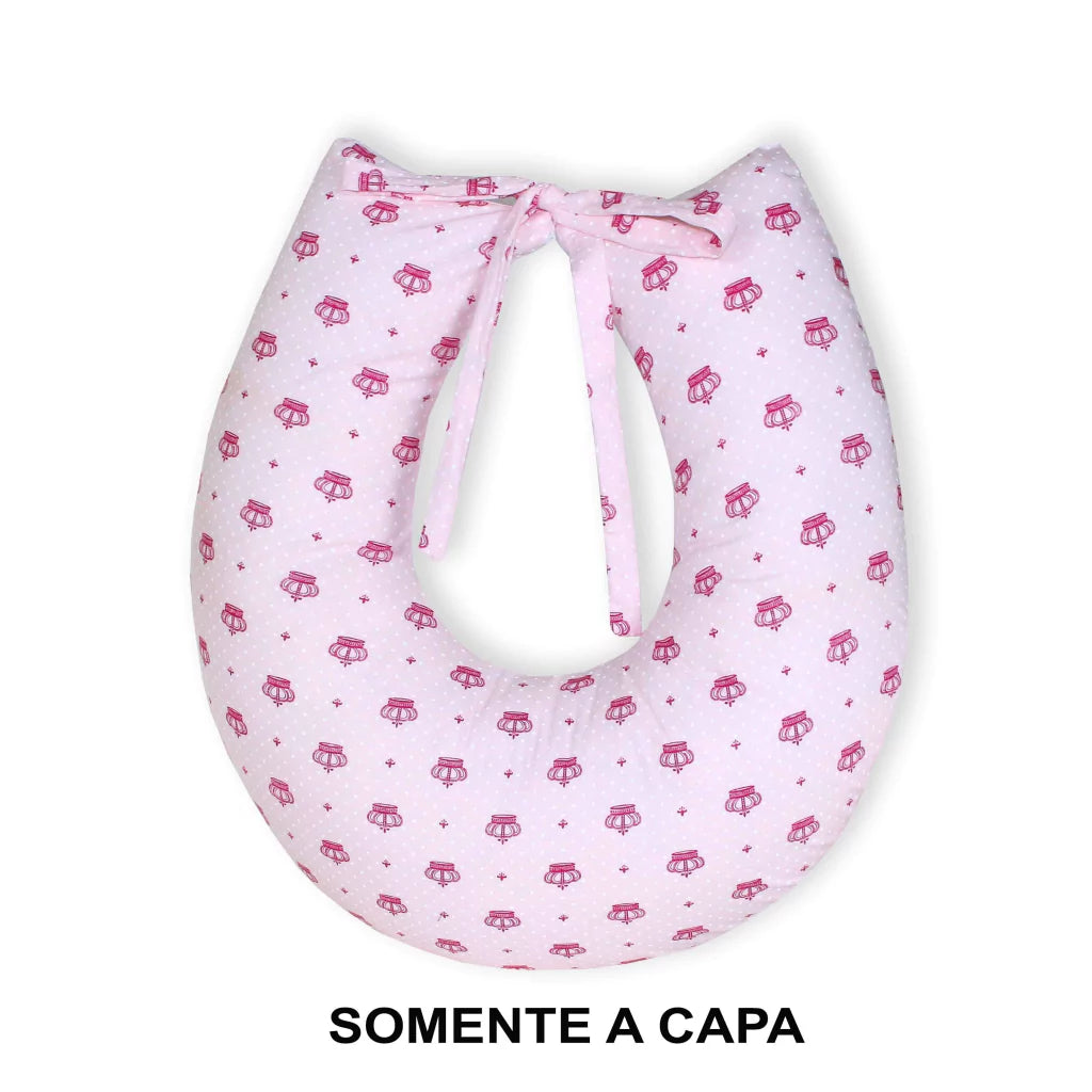 Capa De Almofada Amamentação Mt - Coroinha Rosa