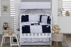 Kit Mini Berço 08 Peças - Marinho Com Branco