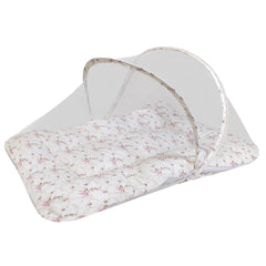 Colchonete Portátil Com Mosquiteiro - Floral Rosa