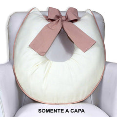 Capa De Almofada Amamentação Piquet Com Laço - Palha Com Nude