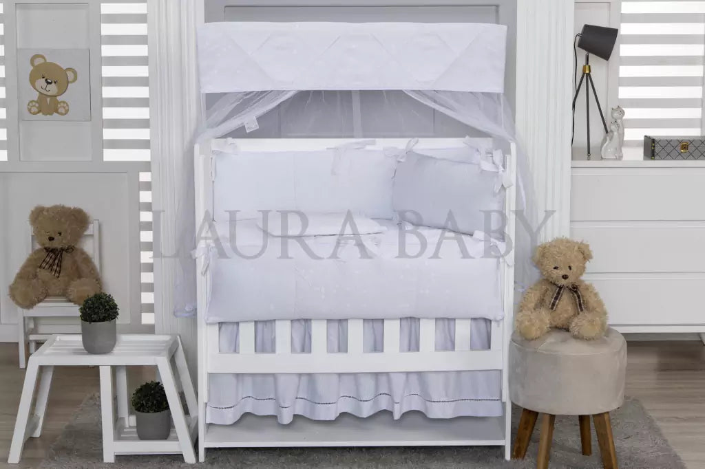 Kit Mini Berço 08 Peças - Piquet Com Branco